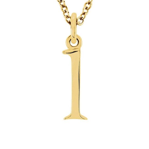 The Abbey Lower Case Initial 'l' Necklace in 14k Yellow Gold, 16 Inch - Picture 1 of 3